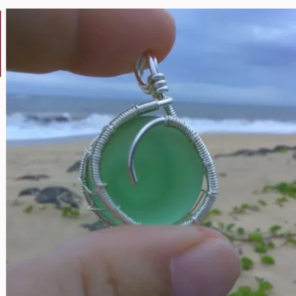 Jewelry - Seaglass and Silver Wire wrap Artisan Pendant 22”